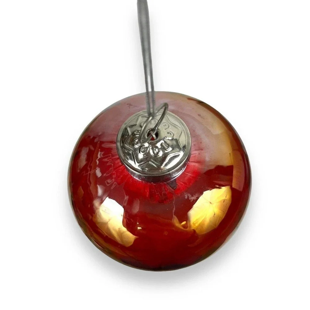 Vintage Hand Blown Iridescent Carnival Glass Bulb Ornament